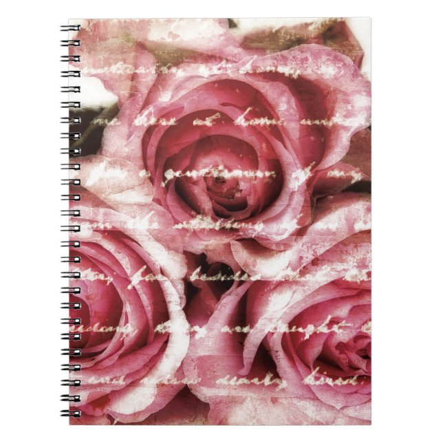 Vintage Pink Roses Notebook (Front)