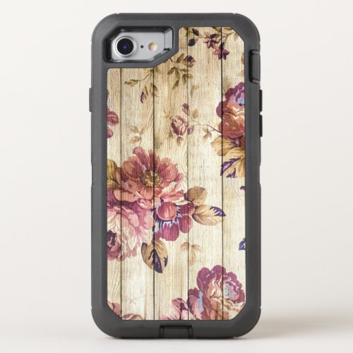 Vintage Pink Roses on Wood iPhone 7 Defender Case