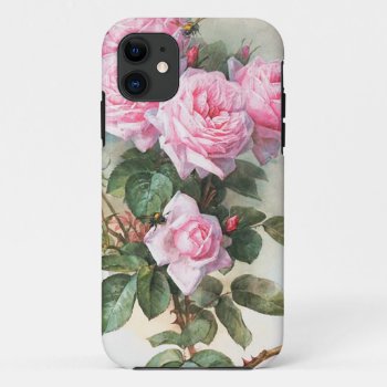 Vintage Pink Roses Painting Iphone 11 Case by VintageSpot at Zazzle