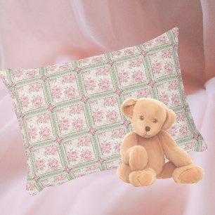 Vintage Pink Roses Patchwork Accent Pillow