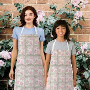 Vintage Pink Roses Patchwork Apron