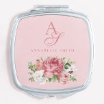 Vintage Pink Roses Personalized  Compact Mirror<br><div class="desc">Gift the bride a touch of elegance with our Vintage Pink Roses Personalized Compact Mirror. Adorned with beautiful pink roses and exquisite calligraphy,  this fancy compact can be customized with her name or monogram,  making it a stunning and meaningful keepsake for her special day!</div>