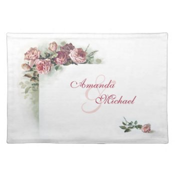 Vintage Pink Roses Placemat by Past_Impressions at Zazzle