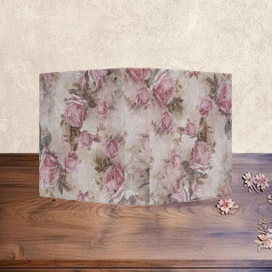 Vintage Pink Roses Scrapbook Photo Album 3 Ring Binder