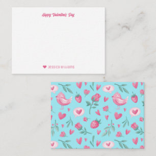 Vintage Pink Roses Strawberry Valentine's Day Note Card