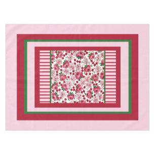 Vintage Pink Roses Tablecloth