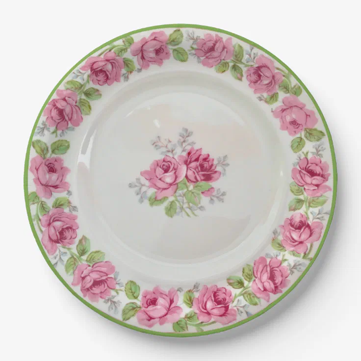 rose paper plates