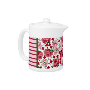 Vintage Pink Roses Teapot