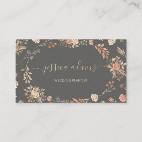 Vintage Pink Roses Watercolor Wedding Planner Business Card