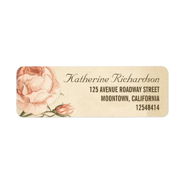 Vintage Pink Roses Wedding Address Labels