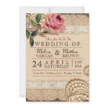 Vintage Pink Roses Wedding Invitations