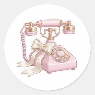 Vintage Pink Rotary Phone Sticker - Coquette Aesth