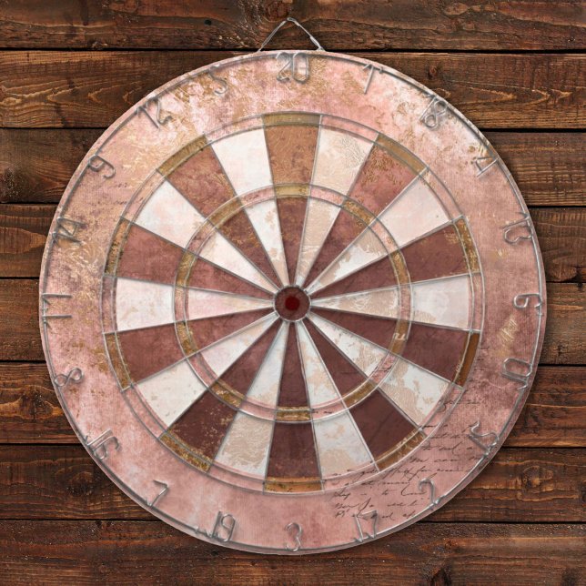 Vintage Pink Rustic Dart Board (a rustic/steampunk style dartboard in pinks and browns)