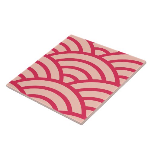 Vintage Pink Sakura Koinobori Fish Scale Pattern Ceramic Tile