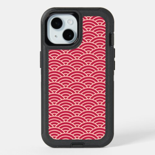 Vintage Pink Sakura Koinobori Fish Scale Pattern iPhone 15 Case