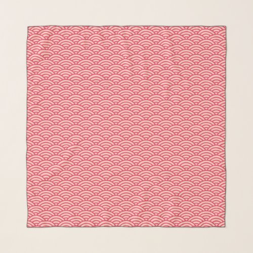 Vintage Pink Sakura Koinobori Fish Scale Pattern Scarf