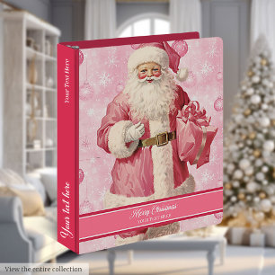 Vintage Pink Santa Claus Christmas Memories Binder