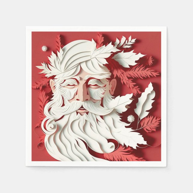 Vintage Pink Santa Claus Face Napkins (Front)