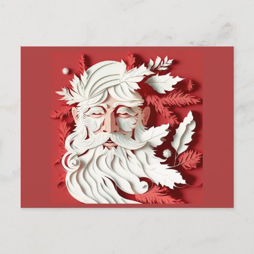 Vintage Pink Santa Claus Face Postcard