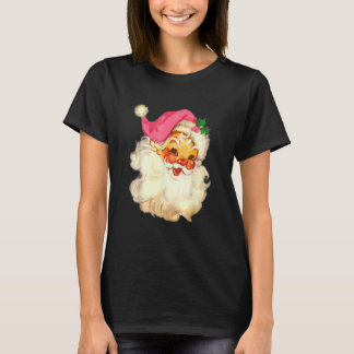 Vintage Pink Santa Claus Pink Christmas 4 T-Shirt