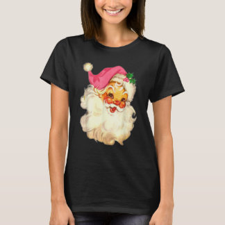 Vintage Pink Santa Claus Pink Christmas 4 T-Shirt