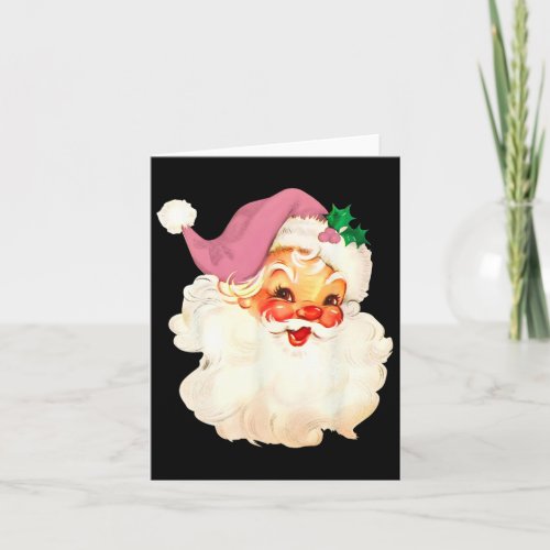 Vintage Pink Santa Claus Pink Christmas Design  Card