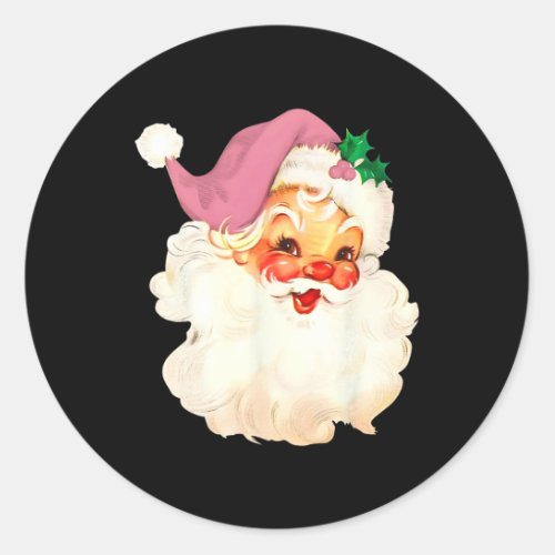 Vintage Pink Santa Claus Pink Christmas Design  Classic Round Sticker