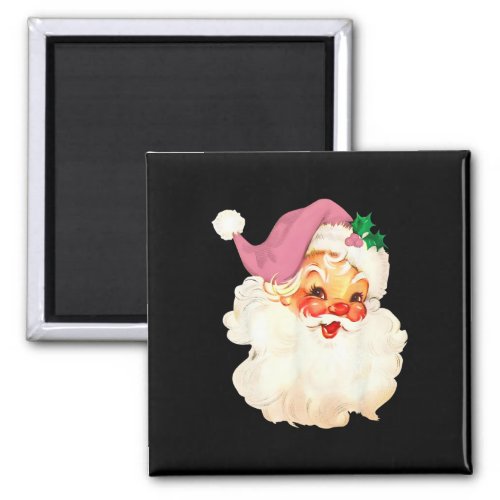 Vintage Pink Santa Claus Pink Christmas Design  Magnet