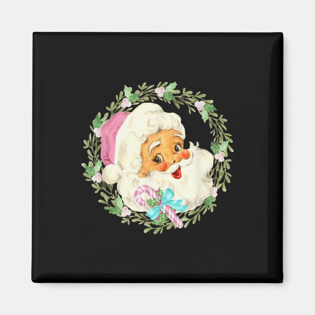 Vintage Pink Santa Claus Pink Christmas Design  Magnet (Front)