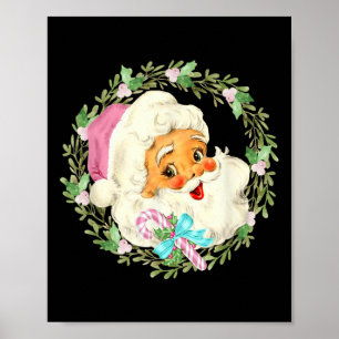 Vintage Pink Santa Claus Pink Christmas Design  Poster
