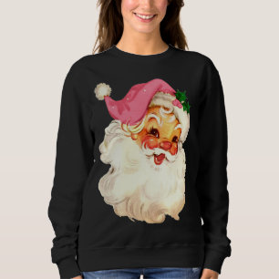 Vintage Pink Santa Claus Pink Christmas Pink Pajam Sweatshirt