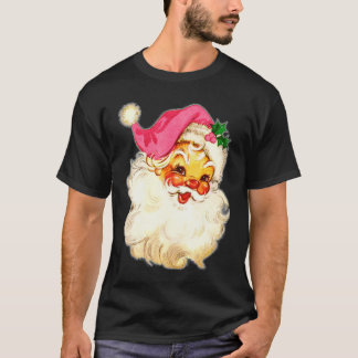 Vintage Pink Santa Claus Pink Christmas T-Shirt