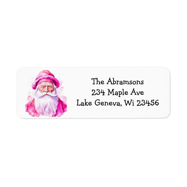 Vintage Pink Santa Retro Christmas Label (Front)