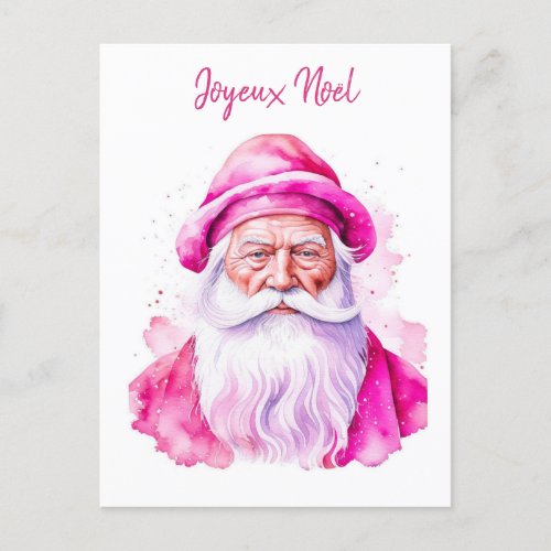 Vintage Pink Santa Retro Personalized Christmas Postcard