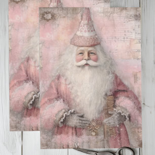 Vintage Pink Santa Tissue Paper