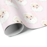 Vintage Pink Santa Wrapping Paper<br><div class="desc">Watercolor vintage pink hat Santa face wrapping paper.</div>
