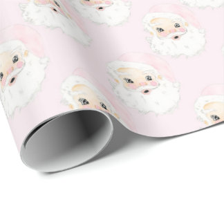 Vintage Pink Santa Wrapping Paper