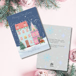 Vintage Pink Script Village Non Photo  Christmas Holiday Card<br><div class="desc">Celebrate the season with timeless charm and cozy elegance—introducing our Vintage Pink Script Village Non-Photo Christmas Holiday Card, a festive favorite designed to delight. This beautifully crafted card blends nostalgic farmhouse style with soft pink hues and whimsical village illustrations, creating a warm and welcoming holiday greeting that stands out in...</div>