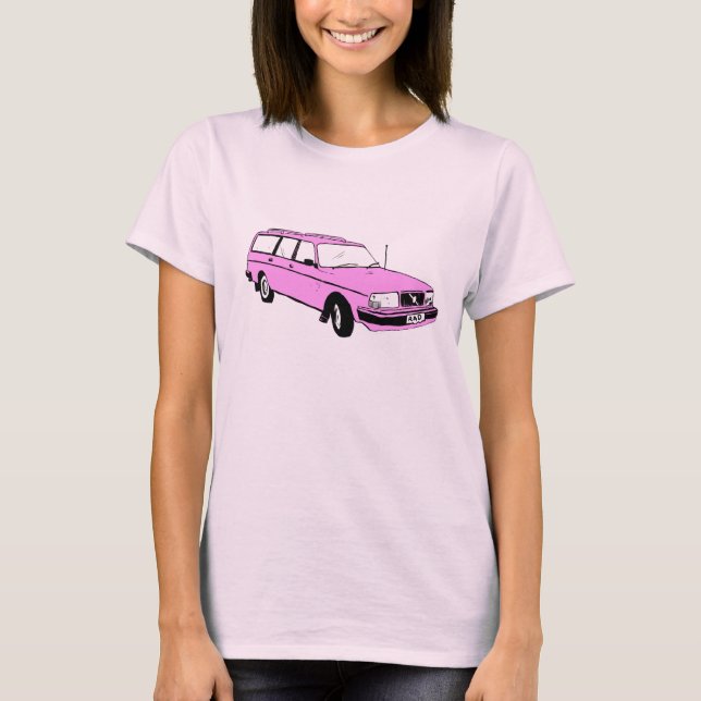 Vintage Pink Station Wagon T-Shirt (Front)