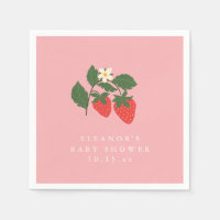 Vintage Pink Strawberry Boho Baby Shower Custom