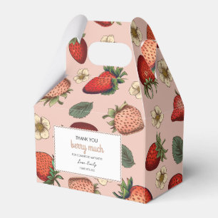 Vintage Pink Strawberry Pattern Favor Box