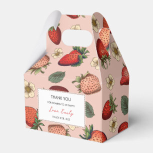 Vintage Pink Strawberry Pattern Favor Box
