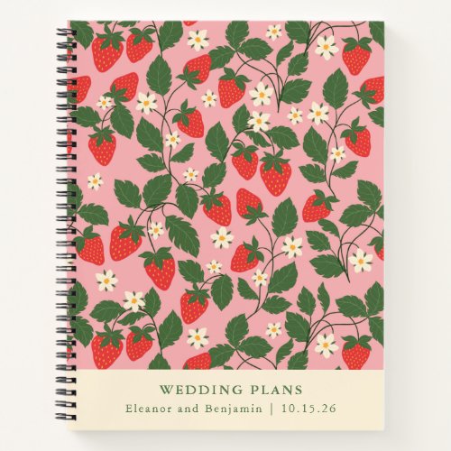Vintage Pink Strawberry Personalized Wedding Plans Notebook