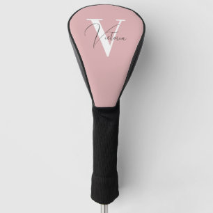 Vintage pink stylish chic custom monogram golf head cover