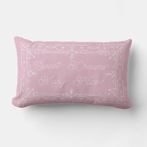 Vintage Pink Sweet Dreams Personalized Lumbar Pillow