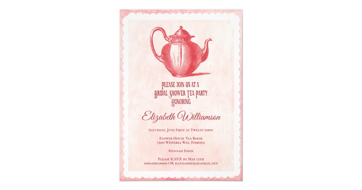 Vintage Pink Tea Party Bridal Shower Invitation Zazzle Com