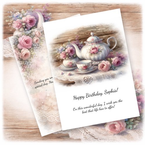 Vintage Pink Tea Setting Birthday |