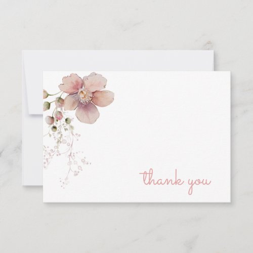 Vintage Pink Thank You Floral Note Card
