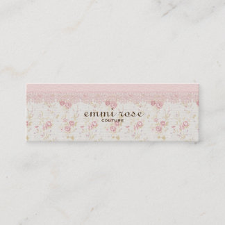 Vintage Pink Tiny Rose Print Slim Business Card
