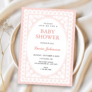 Vintage Pink Toile baby shower Invitation